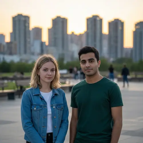 Urban Friendship: Diverse Teens Against City Backdrop