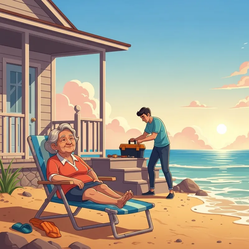 Seaside Retreat: Beachfront House with Sunbathing and Repairing