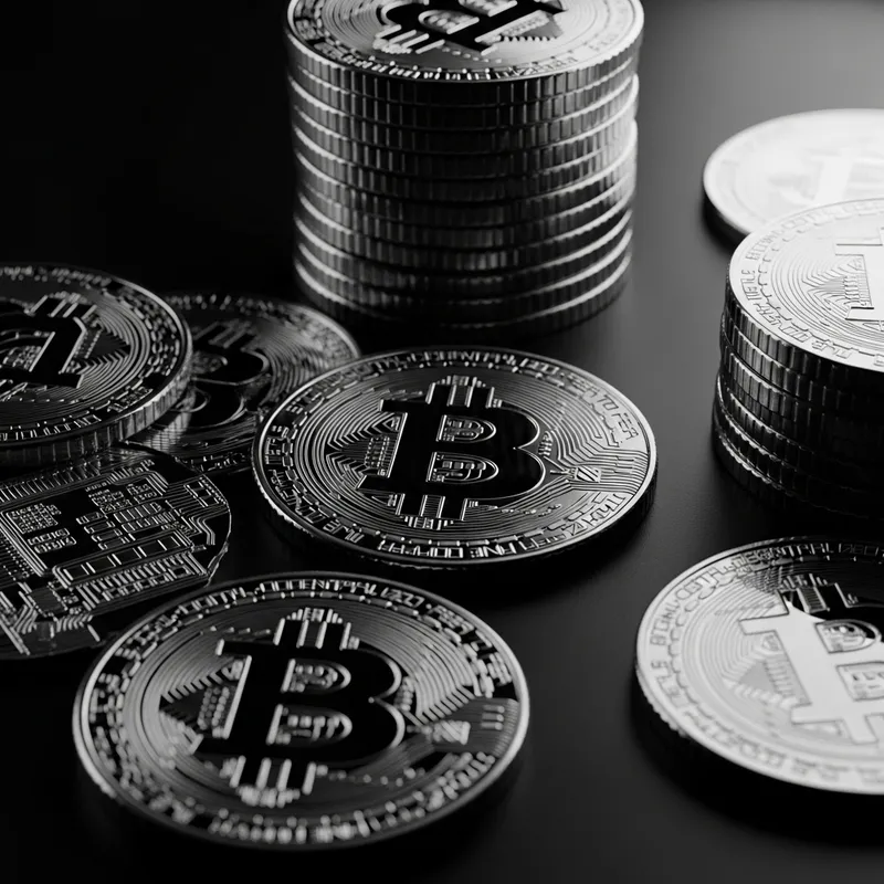 Mysterious Man with Golden Bitcoins | Film Noir Crypto Imagery