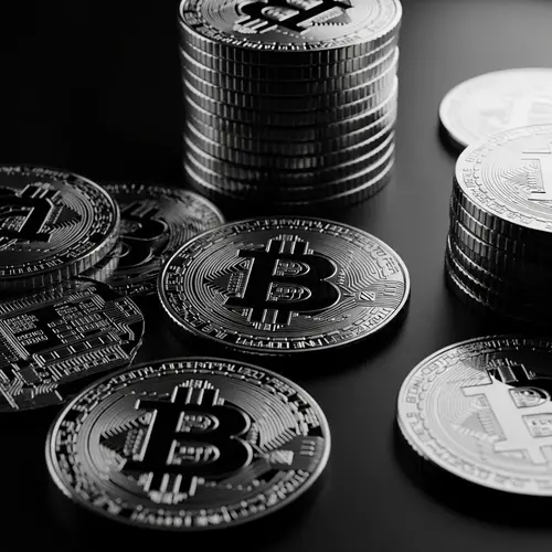 Mysterious Man Surrounded by Golden Bitcoins - Crypto-Inspired Noir Imagery