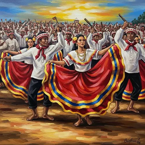 Vibrant Filipino Folk Dance Art | Contemporary Acrylic Painting