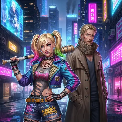 Blonde Woman and Man in Sci-Fi Setting | Comic Book Characters