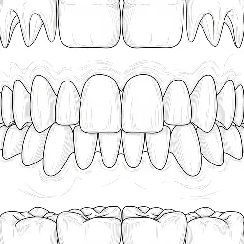 Monochromatic Line Drawing of Teeth for Presentation Background