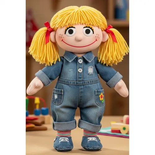 Adorable Muppet Style Rag-Doll Girl in Denim