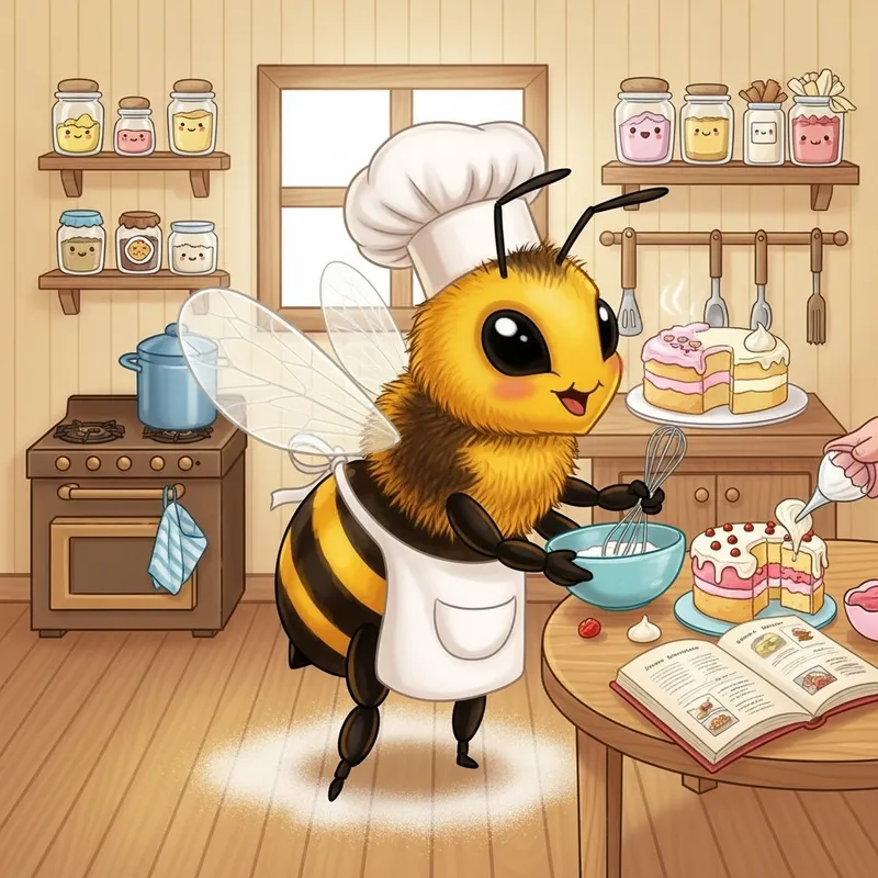 Crafty Honeybee Baking a Sweet Cake