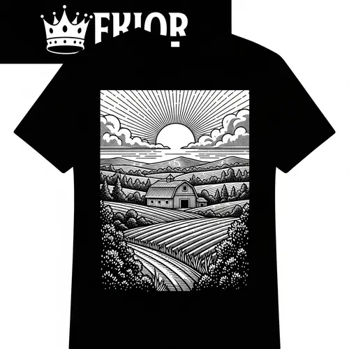 Vintage Farm Landscape T-Shirt Design