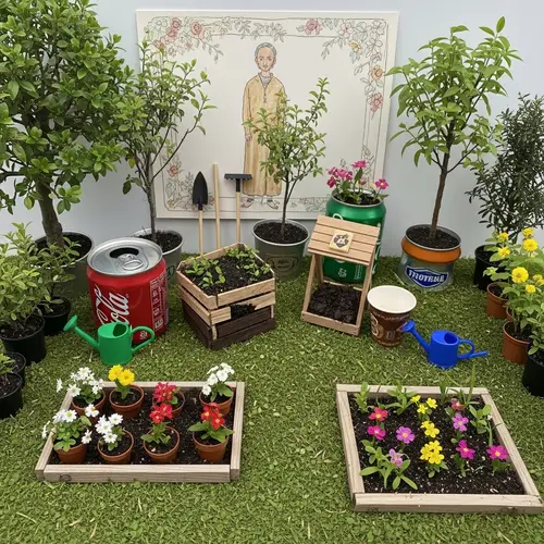 Miniature Nursery Garden | Recycled Materials Illustration