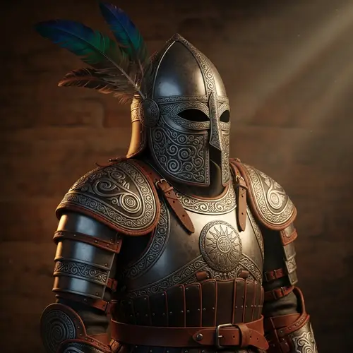 Intricately Designed Slavic Armor with Feather Detail