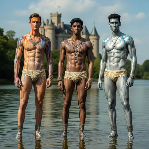 Captivating Male Models in Silver Marble Sculpture