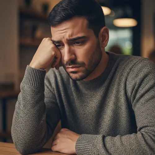 Hispanic Male Contemplating Harm to a Woman