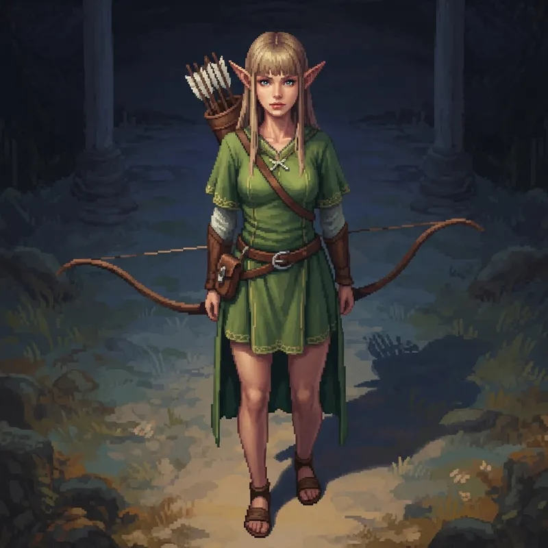 Caucasian Elf Girl in Pixel Art | Nationalism Style