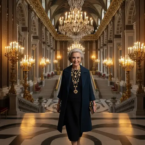 Regal Public Figure Adorned in Splendid Jewelry at Magnificent Palace