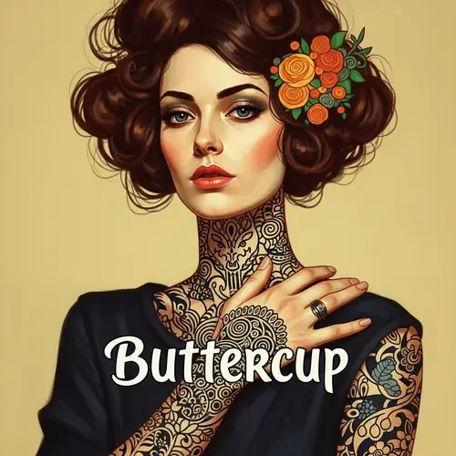 Buttercup: Vibrant Portrait Inspired by Klimt & Schiele