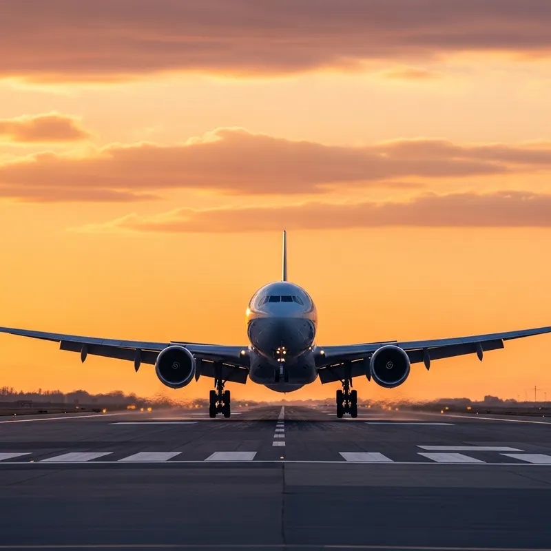 Majestic Airliner Landing at Sunset - Stunning Photography
