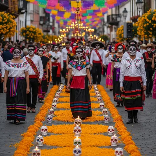 Vibrant Day of the Dead Celebration Parade