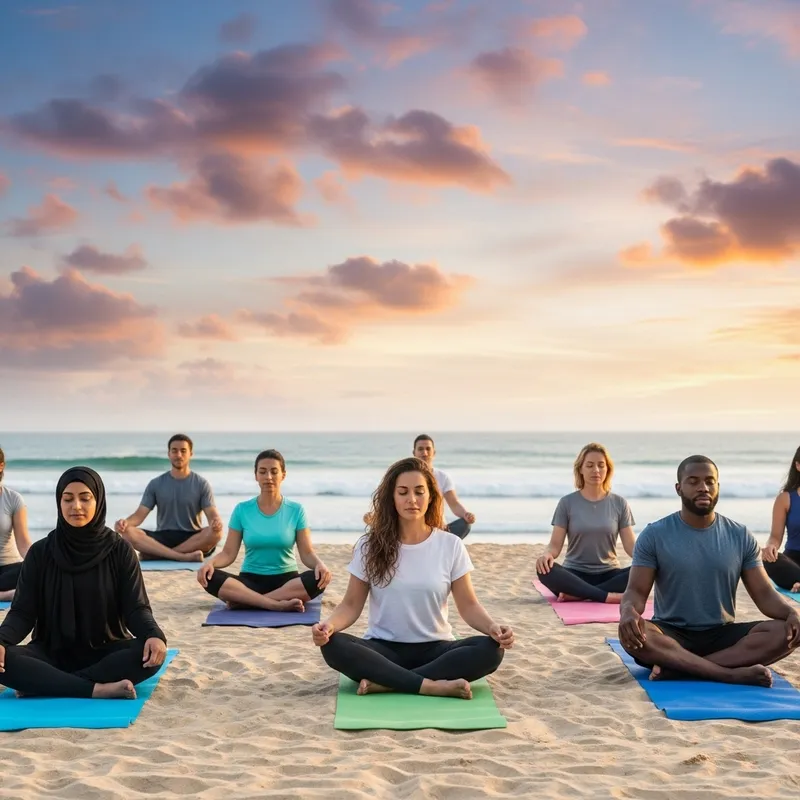 Serene Yoga Nidra Session on Beach | Diverse Group Meditation