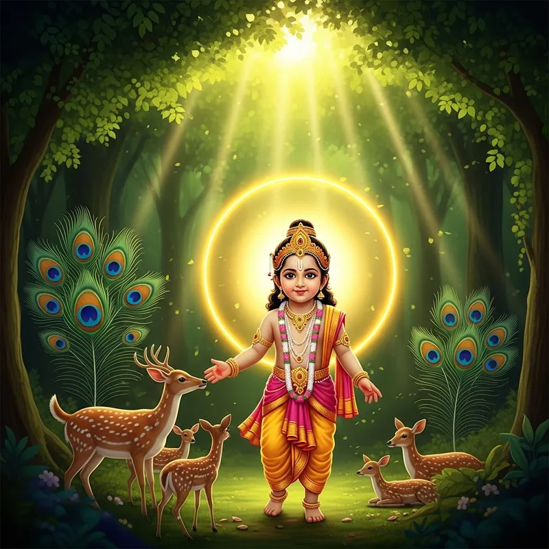 Divine Shri Ram Child in Traditional Attire | Ethereal Forest Scene