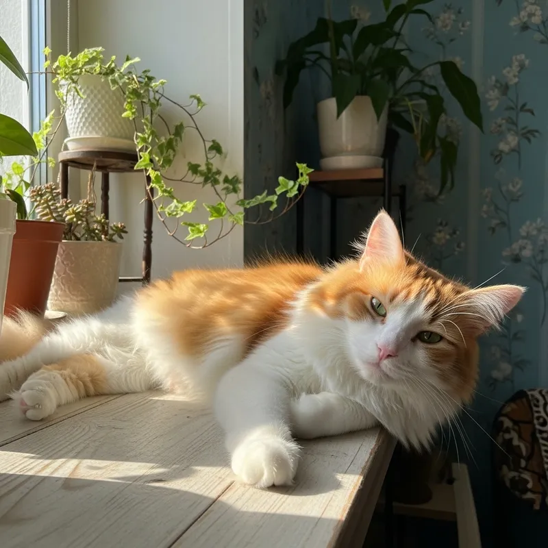 Adorable Cat Relaxing on Sunny Windowsill