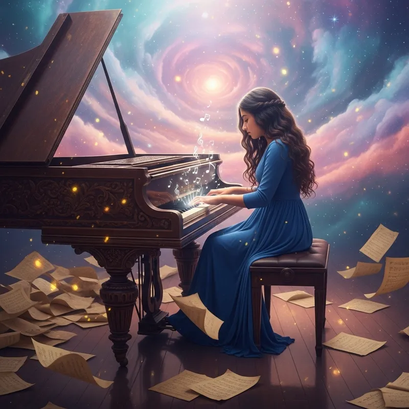 Captivating Musical Dreamscape with Grand Piano