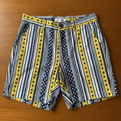 Classic Tailored Cotton Shorts with Stripes and Polka Dots