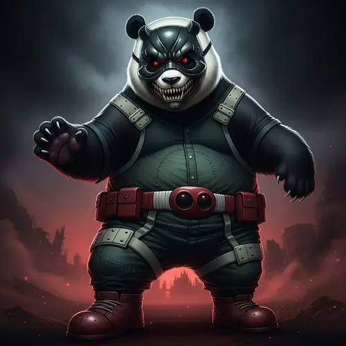 Evil Panda Anime Character Costume - Dark Variant