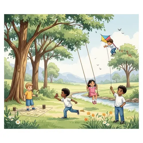 Nostalgic Watercolor Painting of Childhood Delights