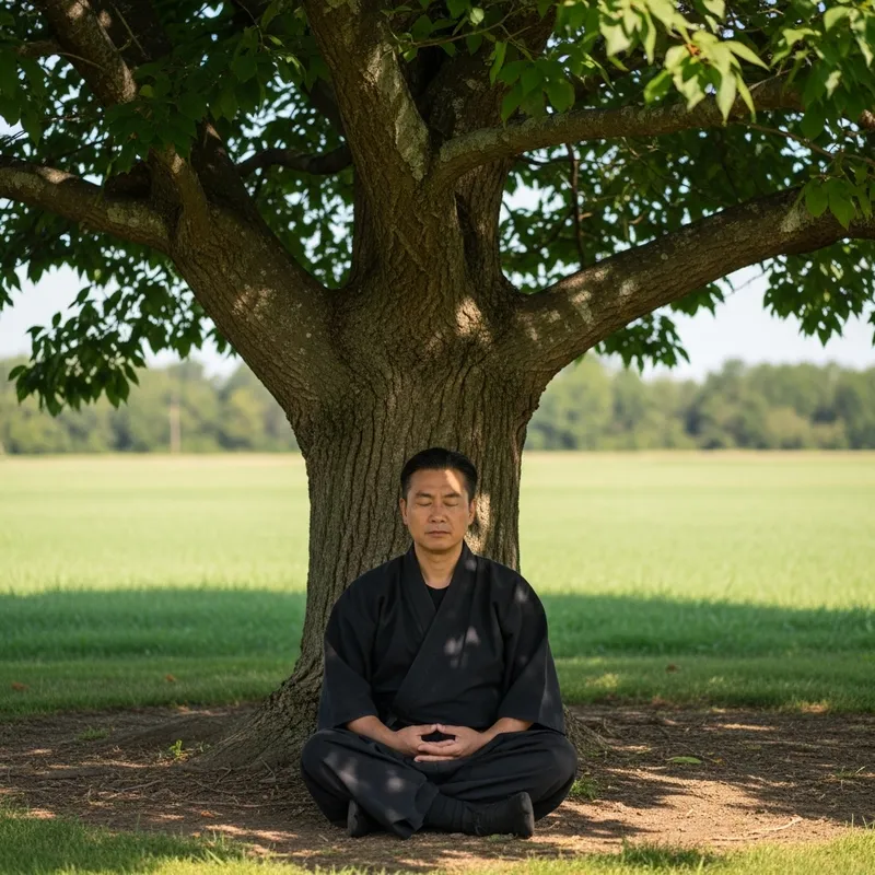 Ninja Shinobi Meditating Under Tree Ninja Shinobi Meditating Under Tree