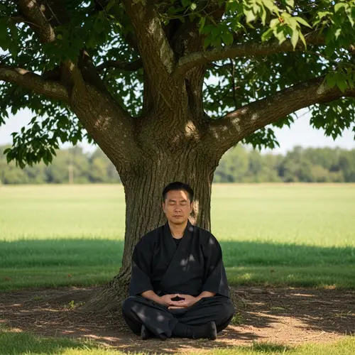 Tranquil South Asian Man Meditating in Shinobi Attire