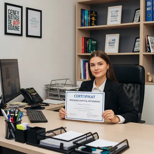 Slavic Woman Holds Professional Retraining Diploma
