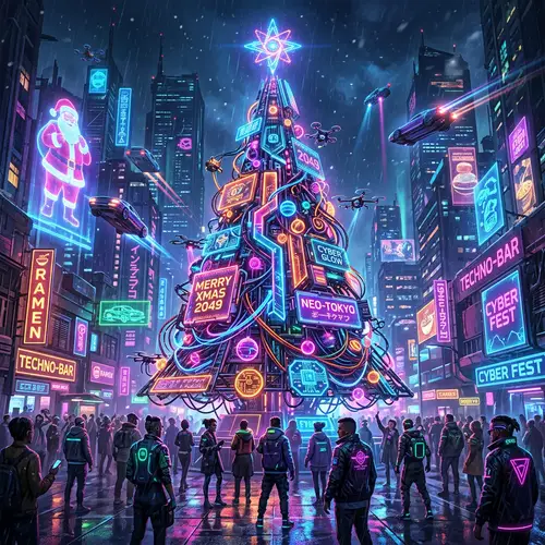 Cyberpunk Christmas Tree: Futuristic Neon Glow Holiday Decor