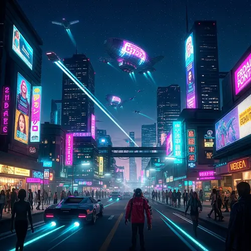 Vibrant Cyberpunk Cityscape: Futuristic Skylines & Neon Lights