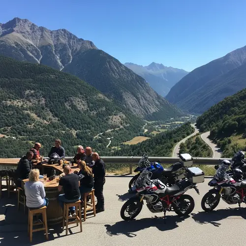 European Landscape with Mountain Roads and Outdoor Bar