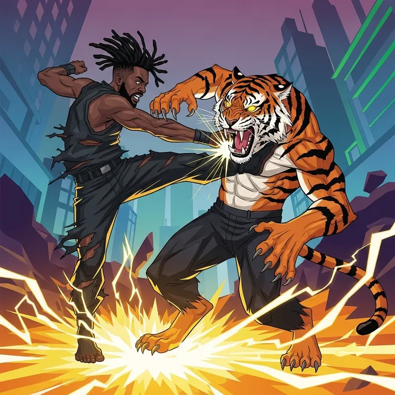 Epic Dreadhead vs Cursed Half-Tiger Combat Scene