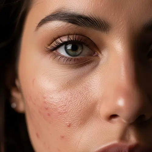 Extreme Facial Detail of Woman in Lisbon's Historic District