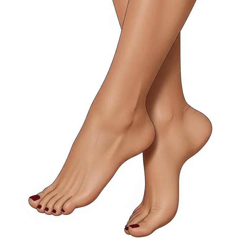 Ultra-Realistic Female Feet | Medium Brown Skin & Dark Red Nails