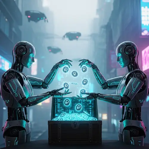 Cyberpunk Robots Divide Digital Ruble Treasure