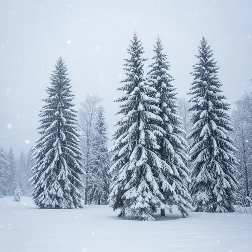 Serene Winter Landscape with Fresh Falling Snow