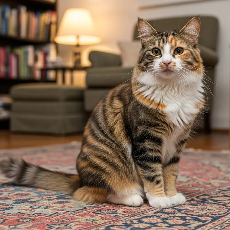Fluffy Cat in Cozy Indoor Setting
