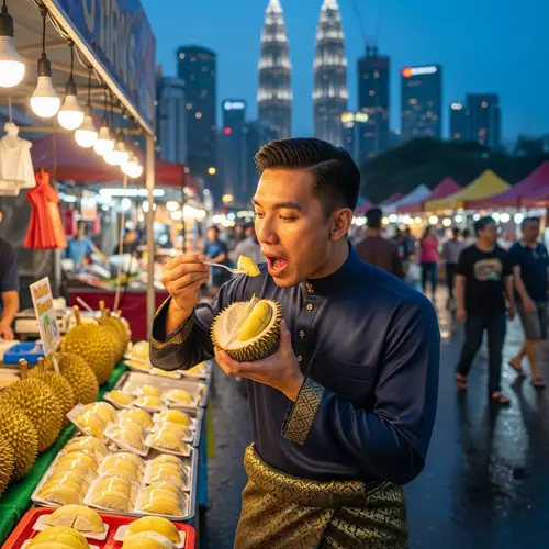 Elon Musk Tasting Durian at Sri Petaling Night Market with KLCC View