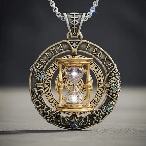 Intricately Designed Hourglass Pendant on Silver Chain