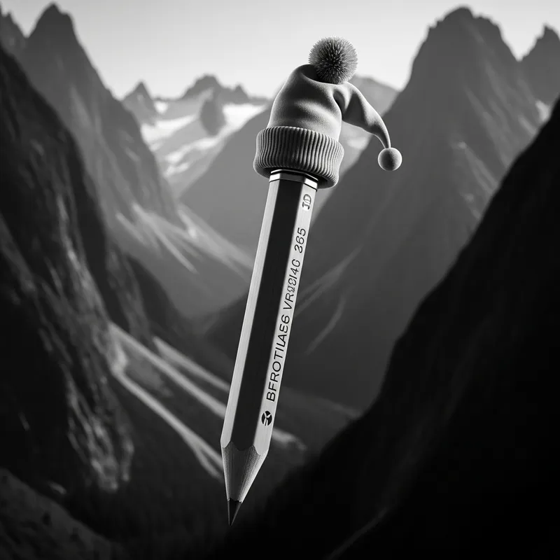 Realistic 3D Image of Pencil & Mountains with a Cap