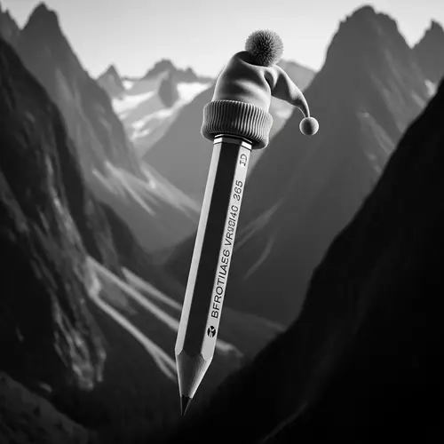 Realistic 3D Black & White Image with Graphite Pencil and Mountains