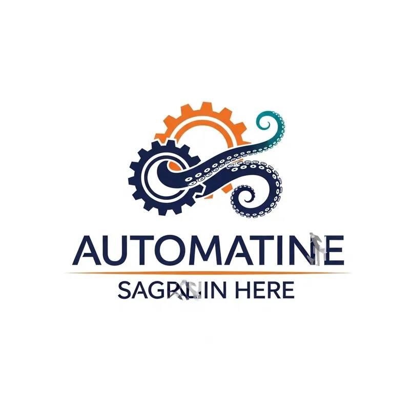 Modern Logo Design: Octopus Tentacle with Interlocking Gear