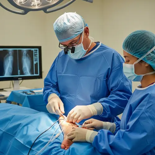 Experienced Caucasian Surgeon Operating on Patient's Foot
