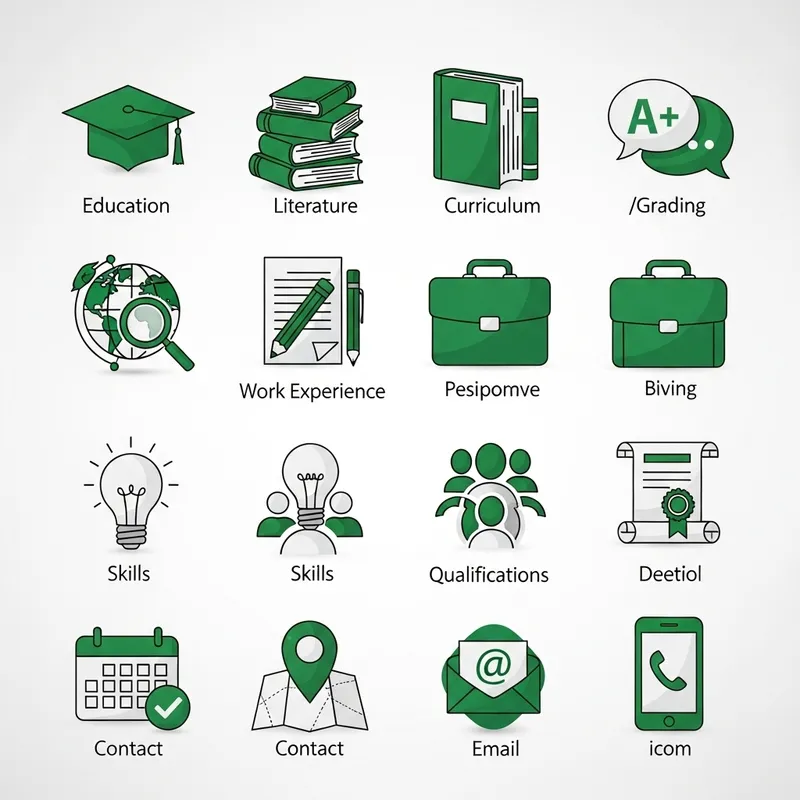 Professional Icons for English Teacher CV