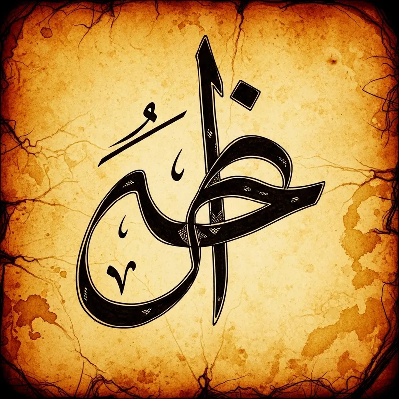 Ancient Parchment with Stylized Arabic Character 'Dad'