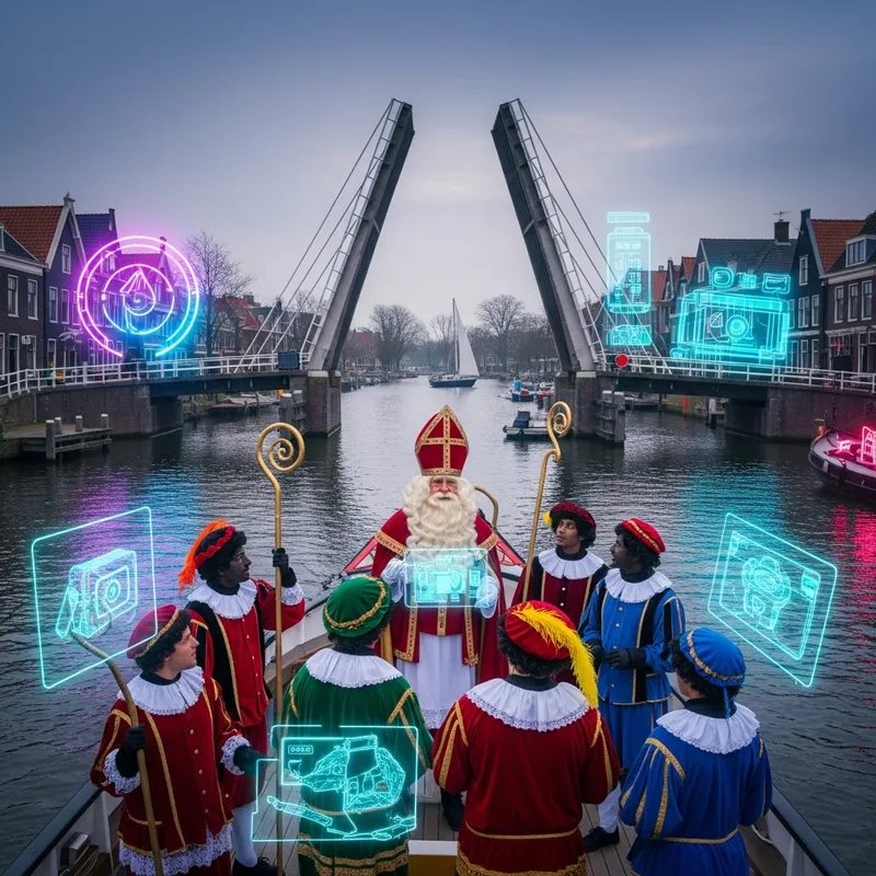 Sinterklaas on Ship with Petes in Digital Era, Volendam, NL