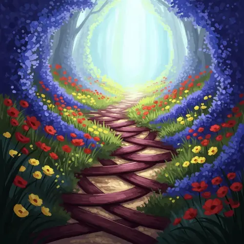 Ethereal Mystical Forest Glade with Vibrant Flowers