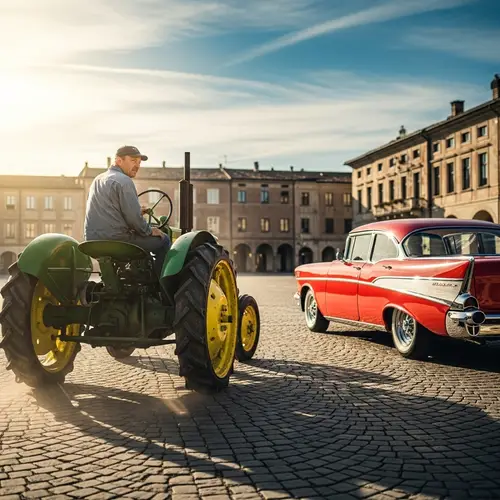Tractor Driver on Red Square, Tractor and VAZ 2107