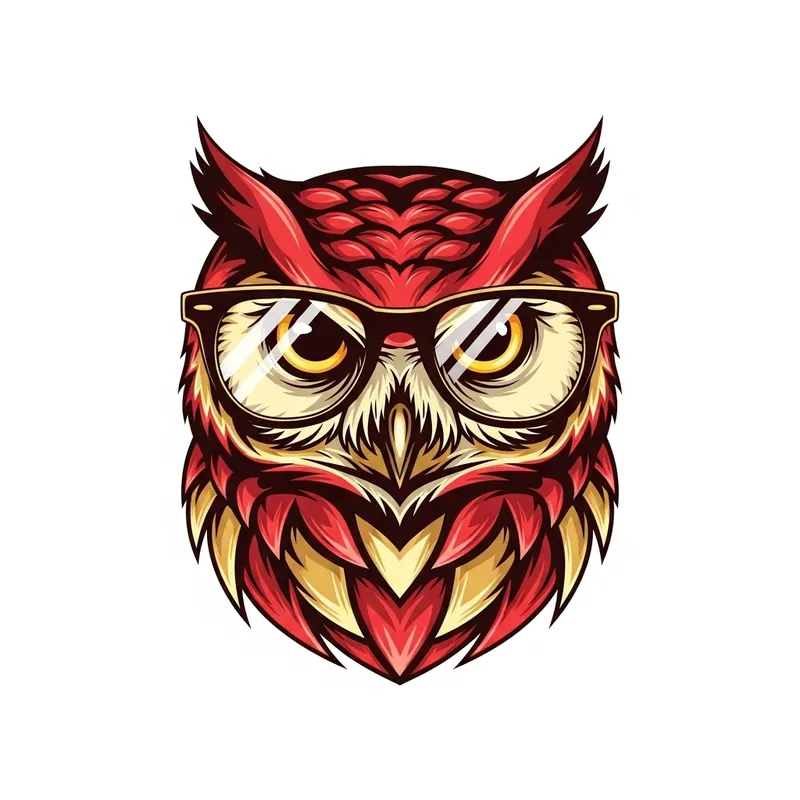 Vibrant Red & Gold Owl Artwork | Graphic Design Inspiration